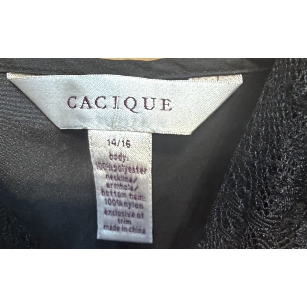 Cacique Black Lace Camisole 14/16 Satin Sleepwear Lingerie Plus Size Sexy - Picture 3 of 3